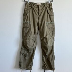 Abercrombie &Fitch Cargo Pants Green VTG Y2K Parachute Military Utility Women 12